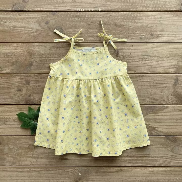 Oott Bebe - Korean Children Fashion - #kidsstore - Flower String Sleeveless One-piece - 4
