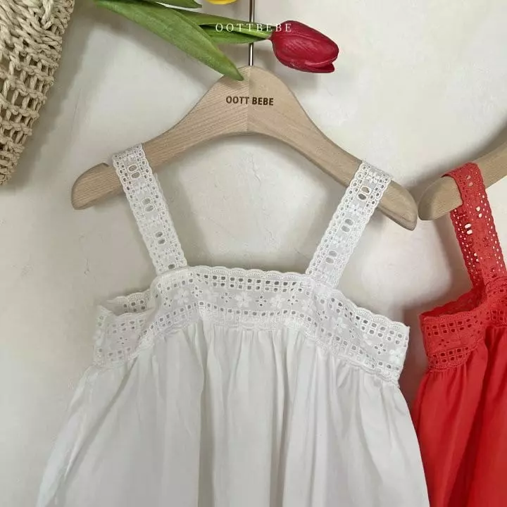 Oott Bebe - Korean Children Fashion - #kidzfashiontrend - Tulip Punching Lace One-piece - 2