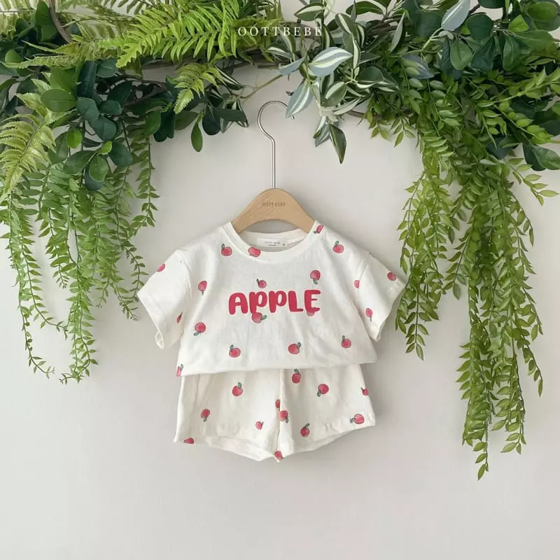 Oott Bebe - Korean Children Fashion - #littlefashionista - Apple Top Bottom Set - 2