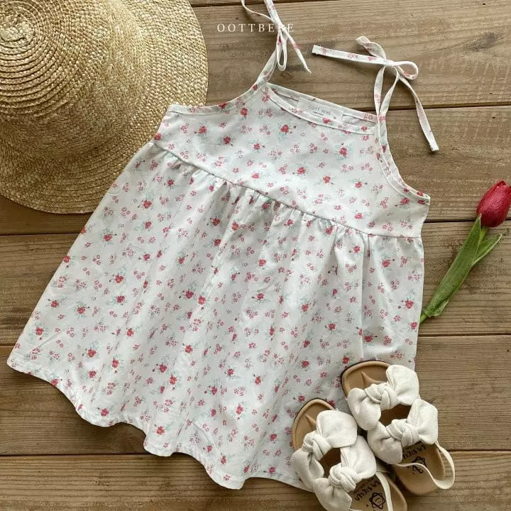 Oott Bebe - Korean Children Fashion - #littlefashionista - Flower String Sleeveless One-piece - 6