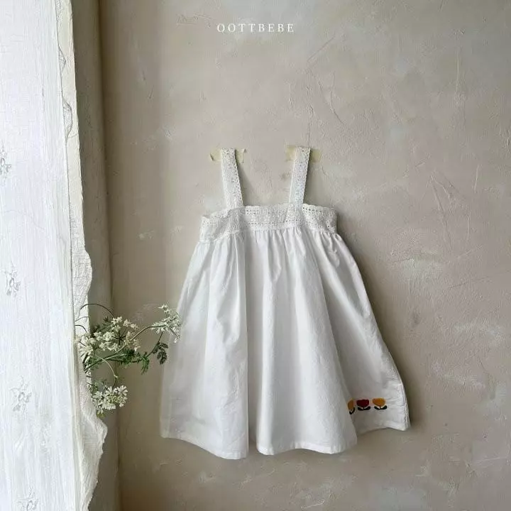 Oott Bebe - Korean Children Fashion - #Kfashion4kids - Tulip Punching Lace One-piece - 4
