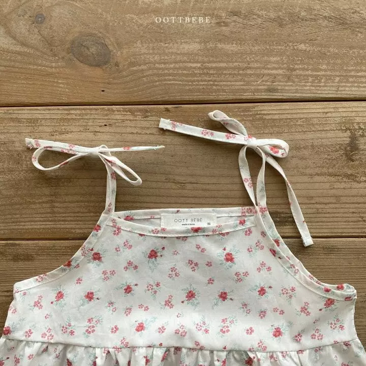 Oott Bebe - Korean Children Fashion - #stylishchildhood - Flower String Sleeveless One-piece - 12