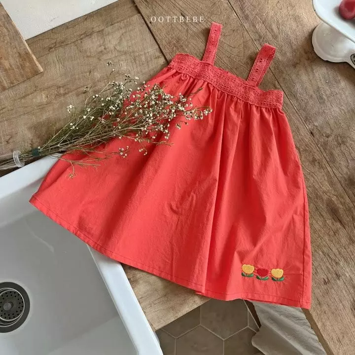 Oott Bebe - Korean Children Fashion - #stylishchildhood - Tulip Punching Lace One-piece - 10