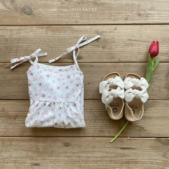 Oott Bebe - Korean Children Fashion - #todddlerfashion - Flower String Sleeveless One-piece - 10