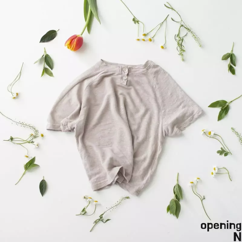 Opening & - Korean Children Fashion - #kidsshorts - Linen Button Tee
