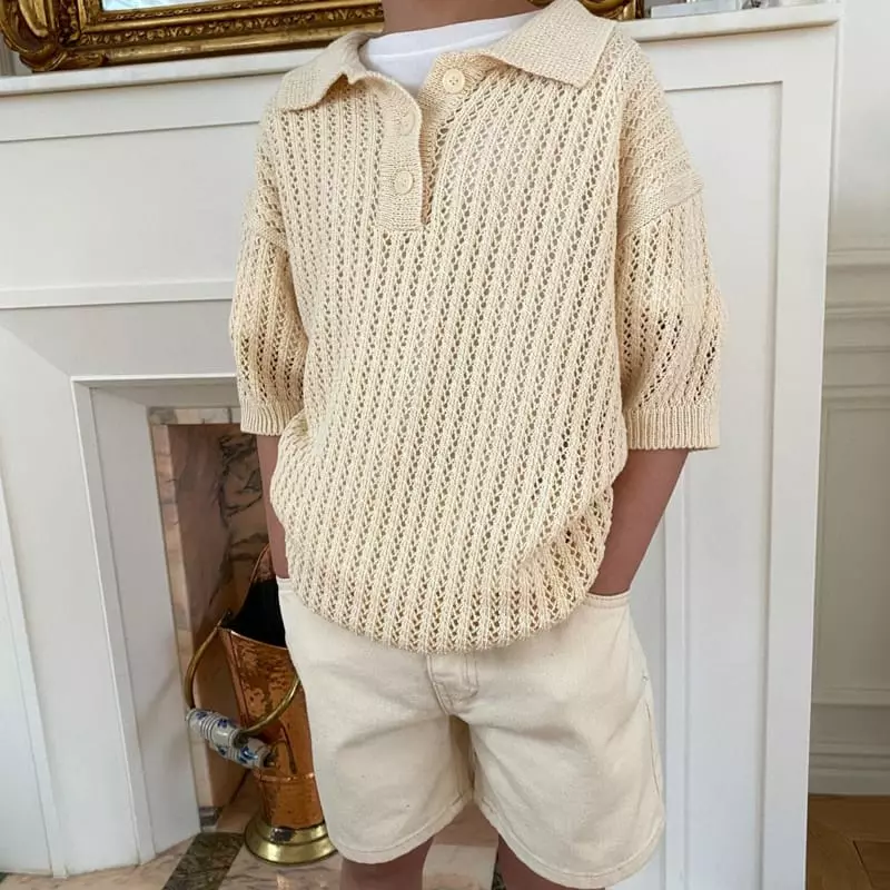 Our - Korean Children Fashion - #discoveringself - Punching Collar Knit - 3