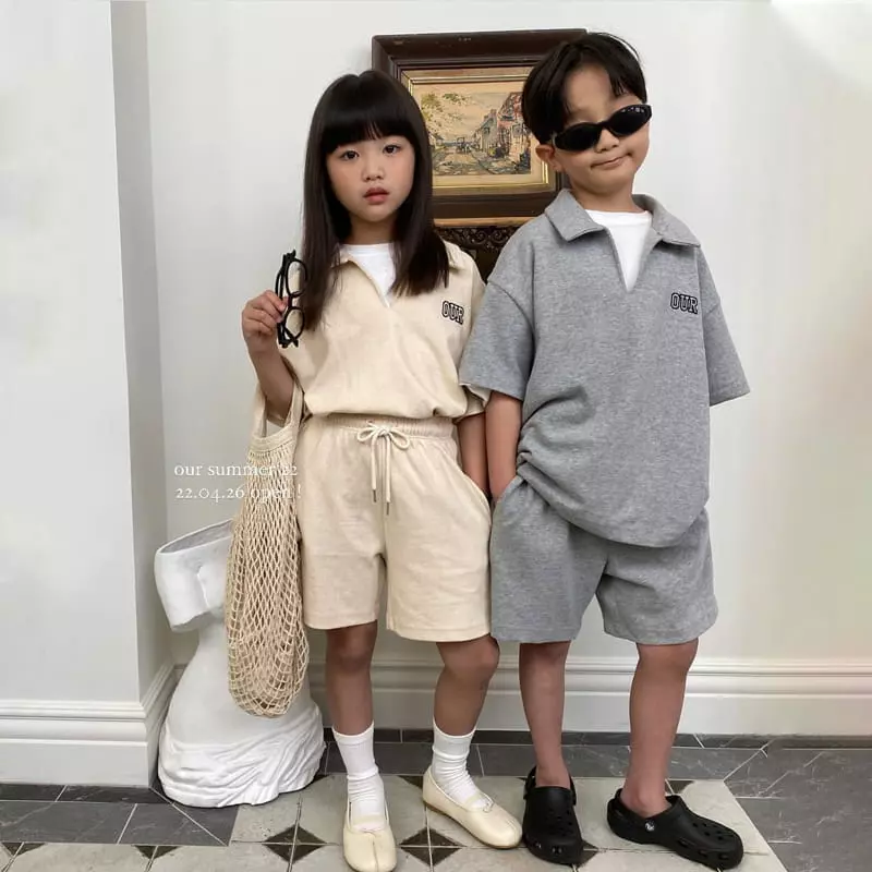 Our - Korean Children Fashion - #kidsshorts - Our Collar Top Bottom Set