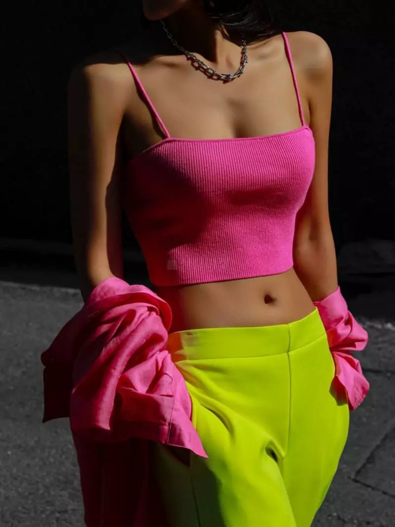 Paper Moon - Korean Women Fashion - #momslook - Shoulder Leather Knit Crop Top