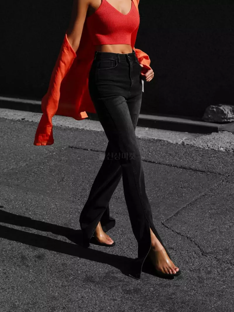 Paper Moon - Korean Women Fashion - #shopsmall - Split Detail Black Jeans