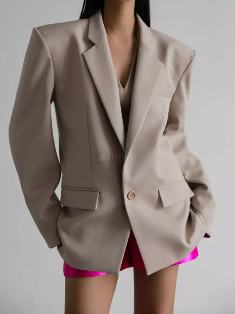 Paper Moon - Korean Women Fashion - #womensfashion - Square Shoulder Twill Jacket - 3
