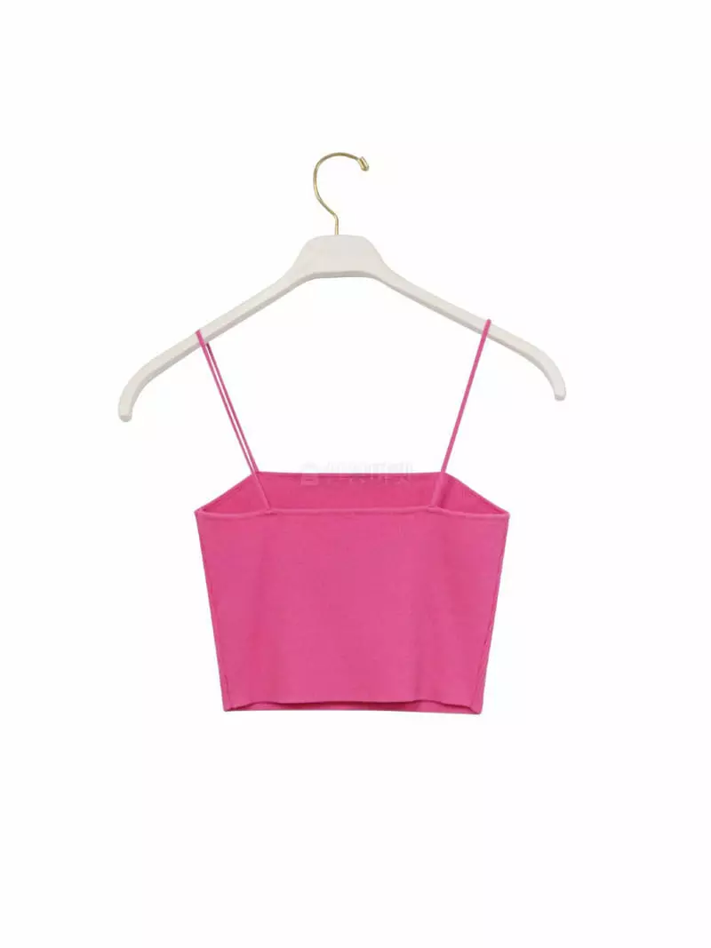 Paper Moon - Korean Women Fashion - #momslook - Shoulder Leather Knit Crop Top - 4