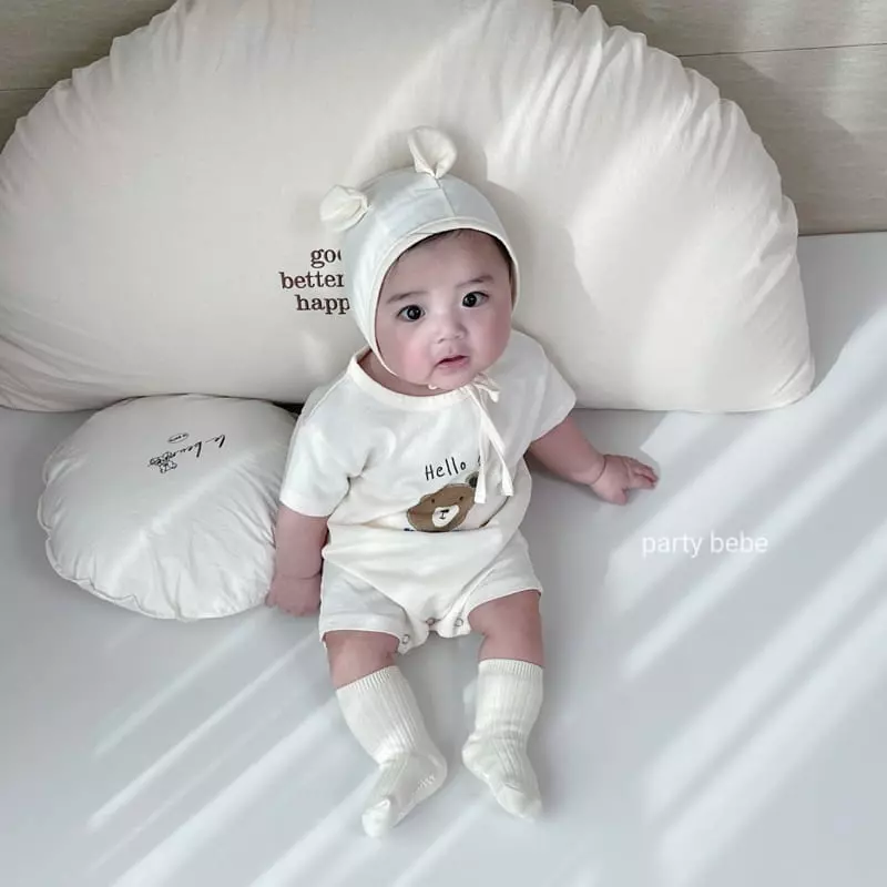 Party Kids - Korean Baby Fashion - #babyboutique - Marine Bear Top Bottom Set with Bonnet - 5
