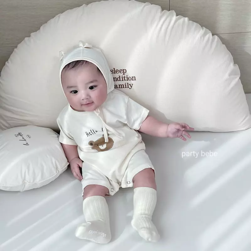 Party Kids - Korean Baby Fashion - #babyboutique - Marine Bear Top Bottom Set with Bonnet - 6