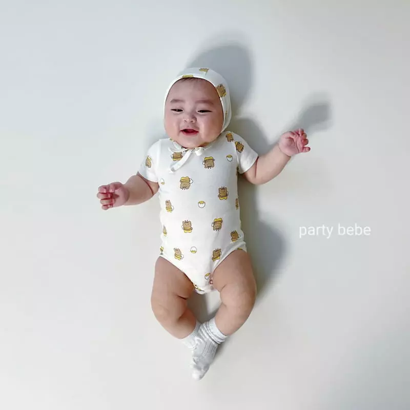 Party Kids - Korean Baby Fashion - #babyboutique - Nhoney Bee Bodysuit with Bonnet - 7