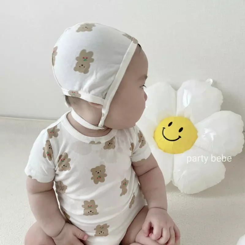 Party Kids - Korean Baby Fashion - #babyboutiqueclothing - Cherry Bear Bodysuit with Bonnet - 7