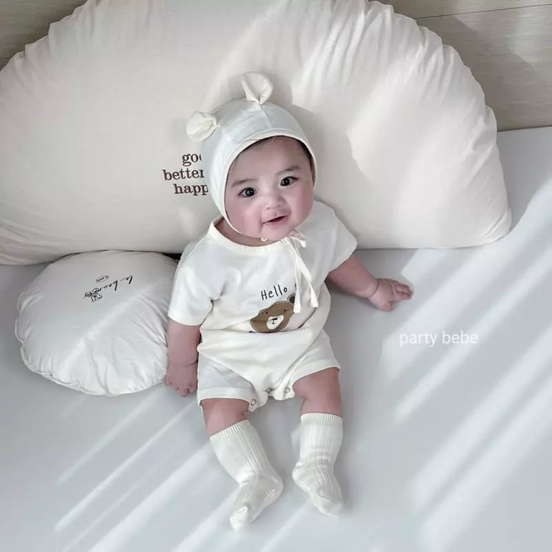 Party Kids - Korean Baby Fashion - #babyboutiqueclothing - Marine Bear Top Bottom Set with Bonnet - 7