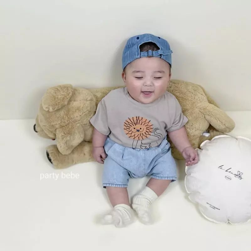 Party Kids - Korean Baby Fashion - #babyfashion - Lion Short Sleeves Tee - 5