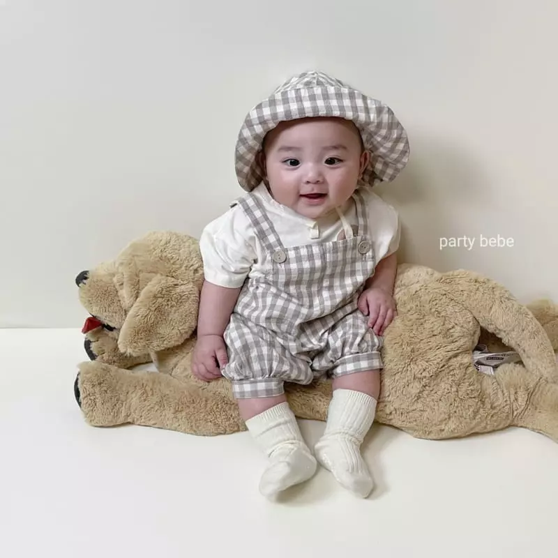 Party Kids - Korean Baby Fashion - #babyfashion - Dda Bong Overalls with Bucket Hat - 2