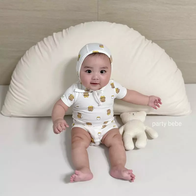 Party Kids - Korean Baby Fashion - #babyfashion - Nhoney Bee Bodysuit with Bonnet - 10
