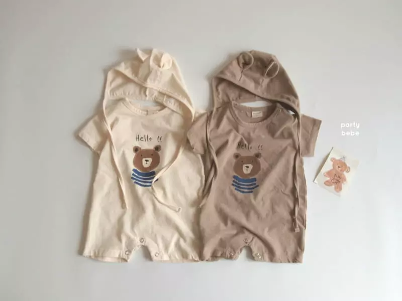 Party Kids - Korean Baby Fashion - #babyfever - Marine Bear Top Bottom Set with Bonnet - 10
