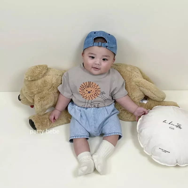 Party Kids - Korean Baby Fashion - #babyfever - Lion Short Sleeves Tee - 6