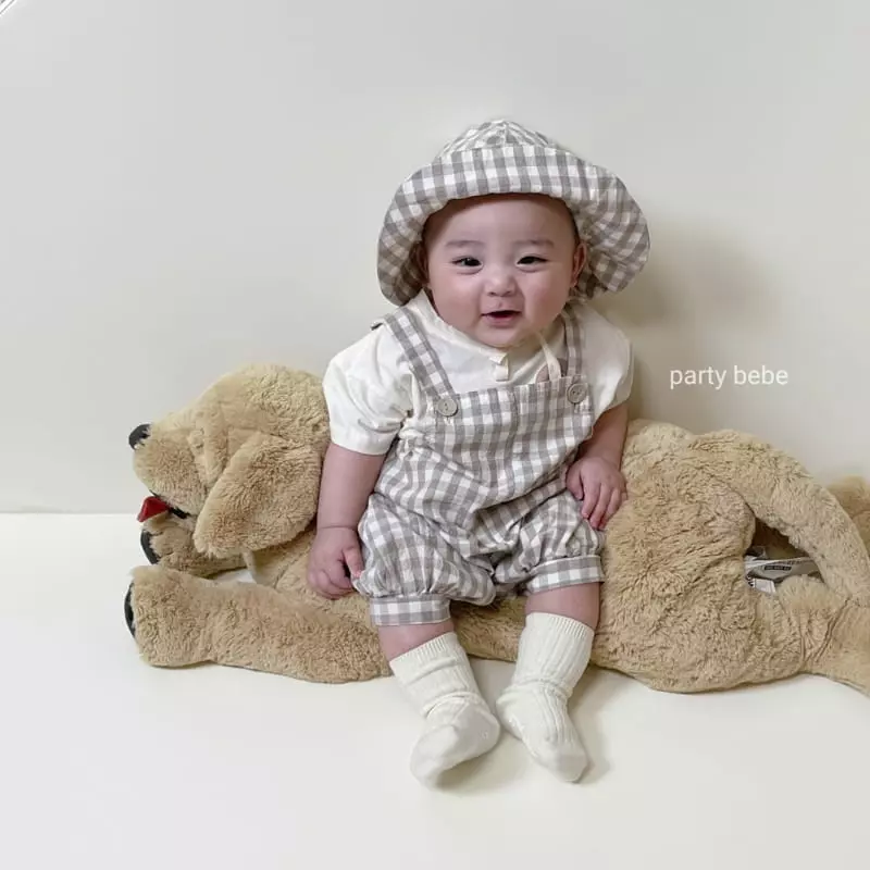 Party Kids - Korean Baby Fashion - #babyfever - Dda Bong Overalls with Bucket Hat - 3
