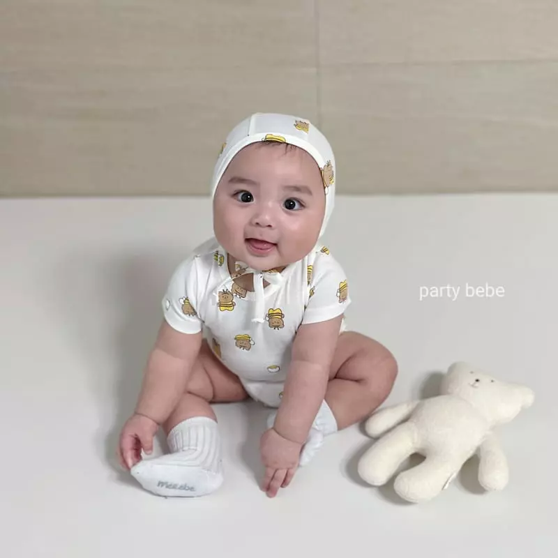 Party Kids - Korean Baby Fashion - #babyfever - Nhoney Bee Bodysuit with Bonnet - 11