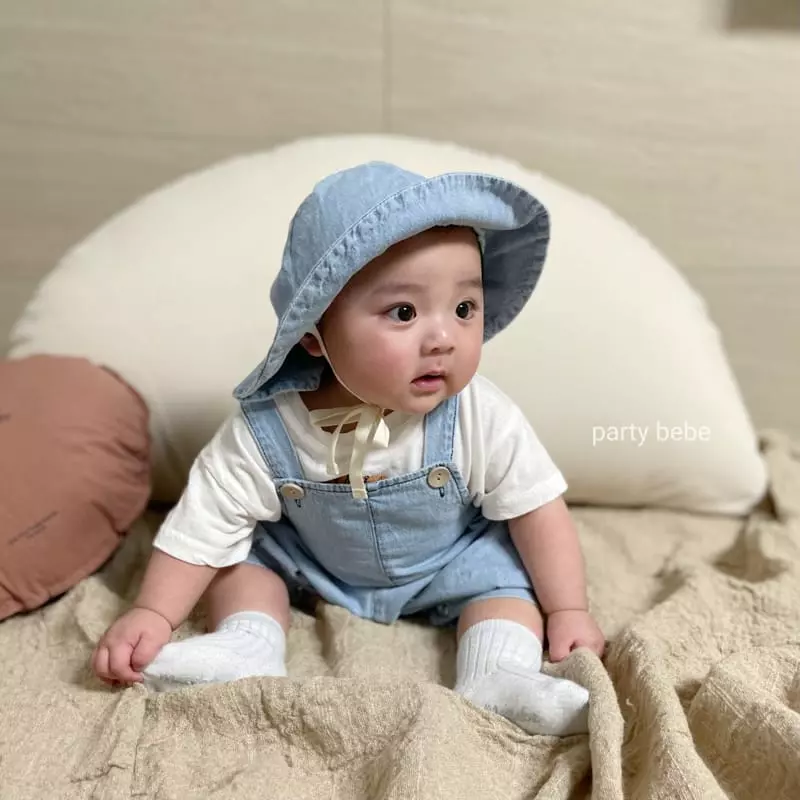Party Kids - Korean Baby Fashion - #babygirlfashion - Ppippi Overalls with Bucket Hat - 3