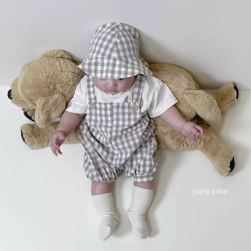 Party Kids - Korean Baby Fashion - #babyfever - Dda Bong Overalls with Bucket Hat - 4
