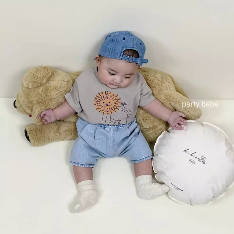 Party Kids - Korean Baby Fashion - #babylifestyle - Lion Short Sleeves Tee - 8