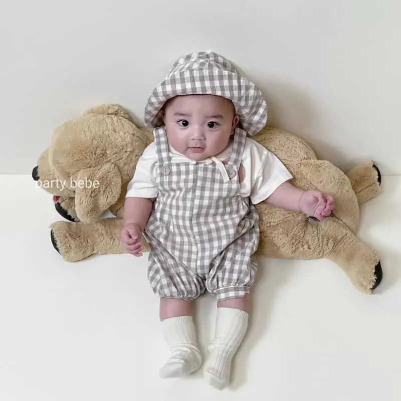 Party Kids - Korean Baby Fashion - #babylifestyle - Dda Bong Overalls with Bucket Hat - 5