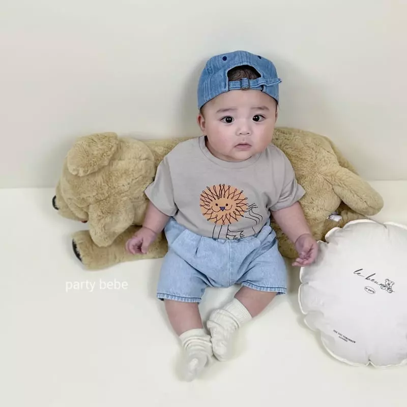 Party Kids - Korean Baby Fashion - #babyoninstagram - Lion Short Sleeves Tee - 9