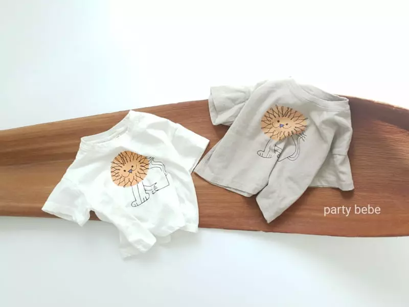 Party Kids - Korean Baby Fashion - #babyootd - Lion Short Sleeves Tee - 10