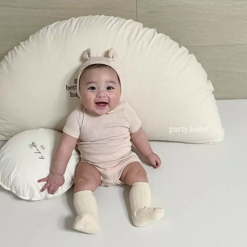 Party Kids - Korean Baby Fashion - #babyoutfit - Daily Bodysuit with Bonnet - 5