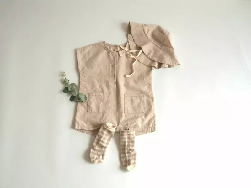 Party Kids - Korean Baby Fashion - #babyoutfit - Natural Bodysuit with Bucket Hat - 5
