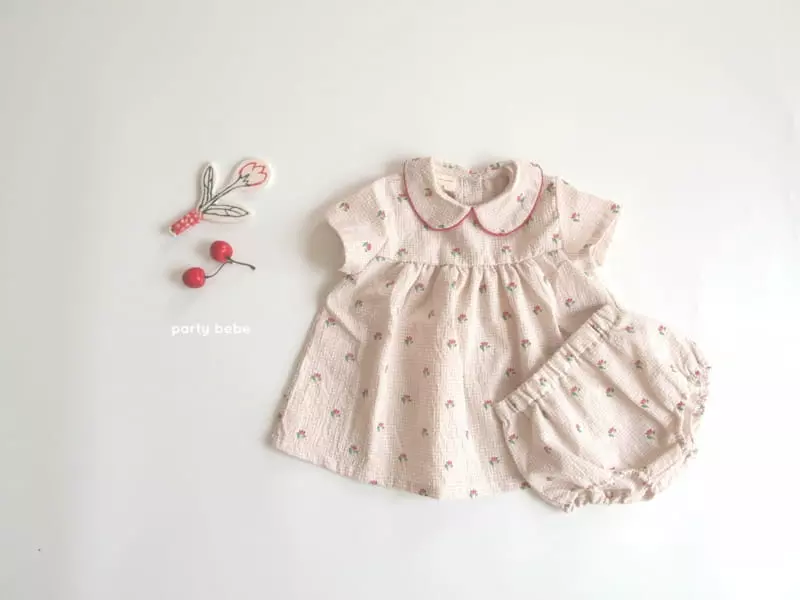 Party Kids - Korean Baby Fashion - #babyoutfit - Tulip One-piece Bloomer Set - 5