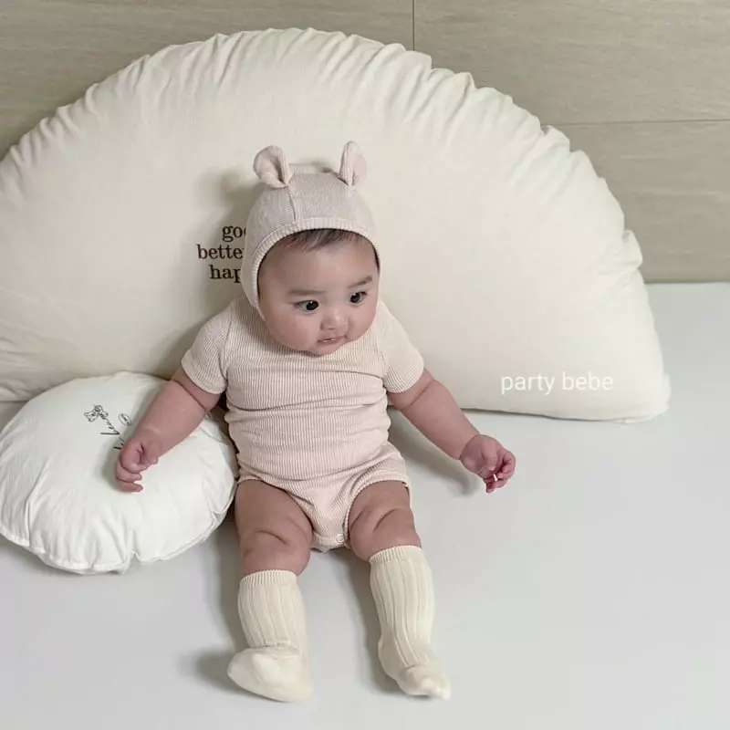 Party Kids - Korean Baby Fashion - #babywear - Daily Bodysuit with Bonnet - 7