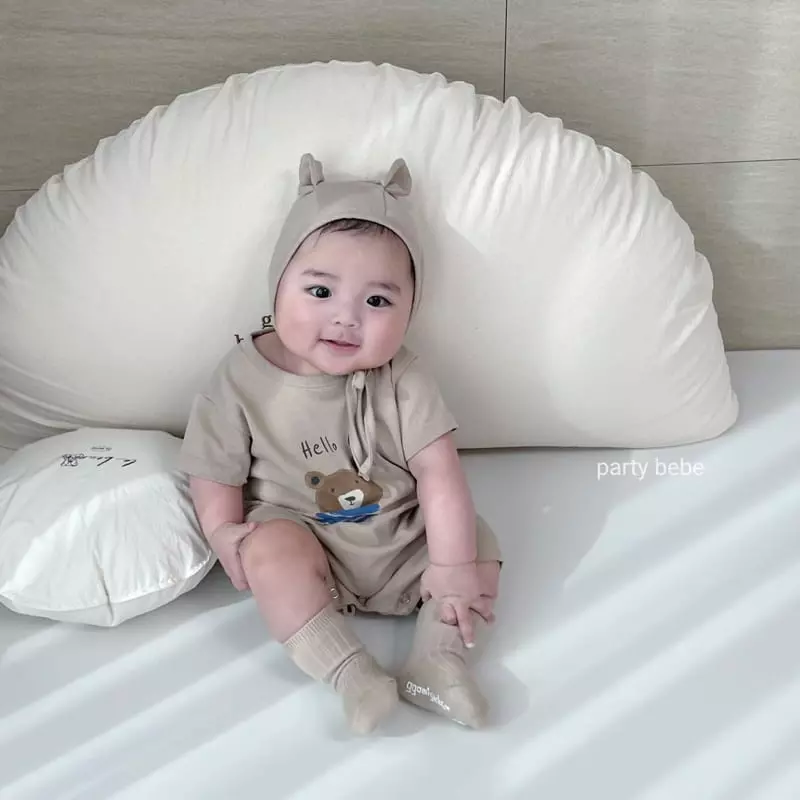 Party Kids - Korean Baby Fashion - #onlinebabyboutique - Marine Bear Top Bottom Set with Bonnet - 4