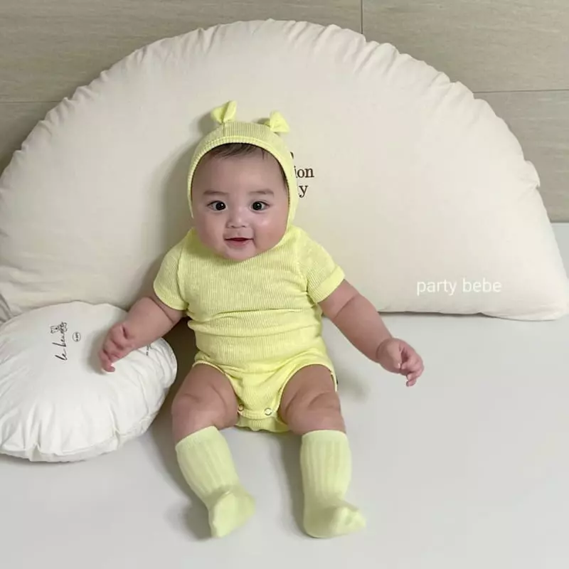 Party Kids - Korean Baby Fashion - #smilingbaby - Daily Bodysuit with Bonnet - 10
