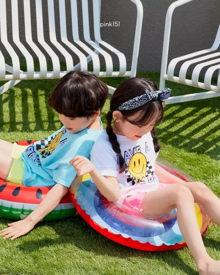 Pink151 - Korean Children Fashion - #childrensboutique - Checker Smile Tee