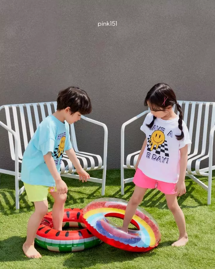 Pink151 - Korean Children Fashion - #designkidswear - Checker Smile Tee - 2