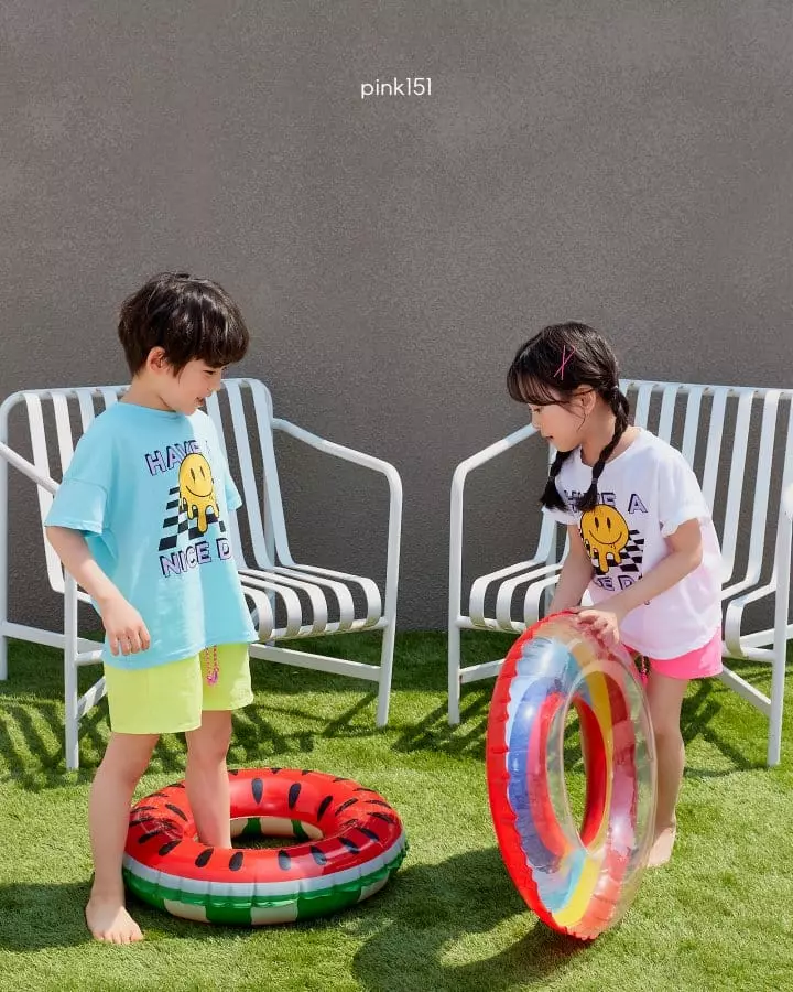 Pink151 - Korean Children Fashion - #discoveringself - Checker Smile Tee - 3