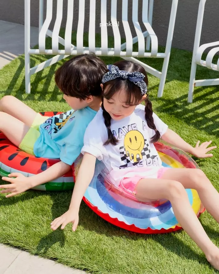 Pink151 - Korean Children Fashion - #kidsstore - Checker Smile Tee - 6