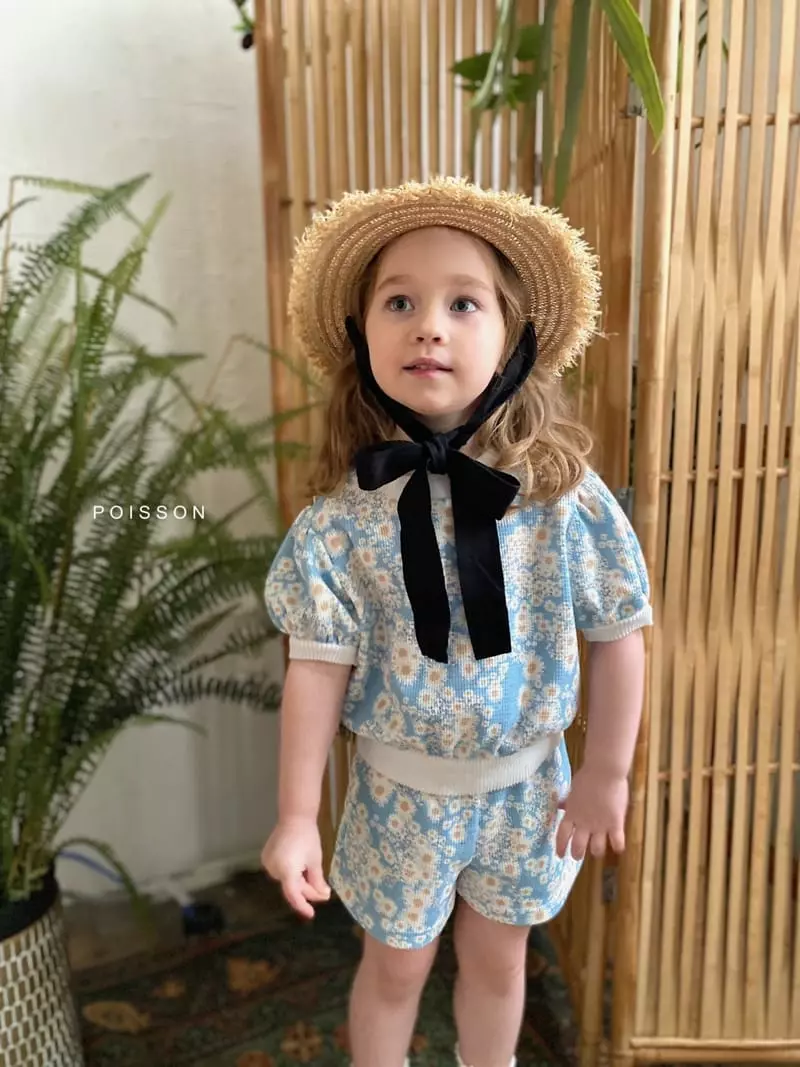 Poisson - Korean Children Fashion - #kidsshorts - Flower Top Bottom Set - 2