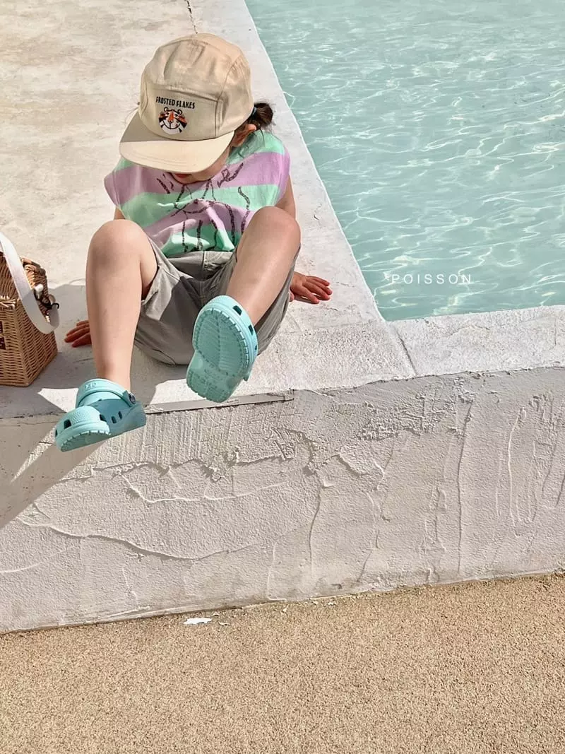 Poisson - Korean Children Fashion - #kidsshorts - Stripes Kitty Tee