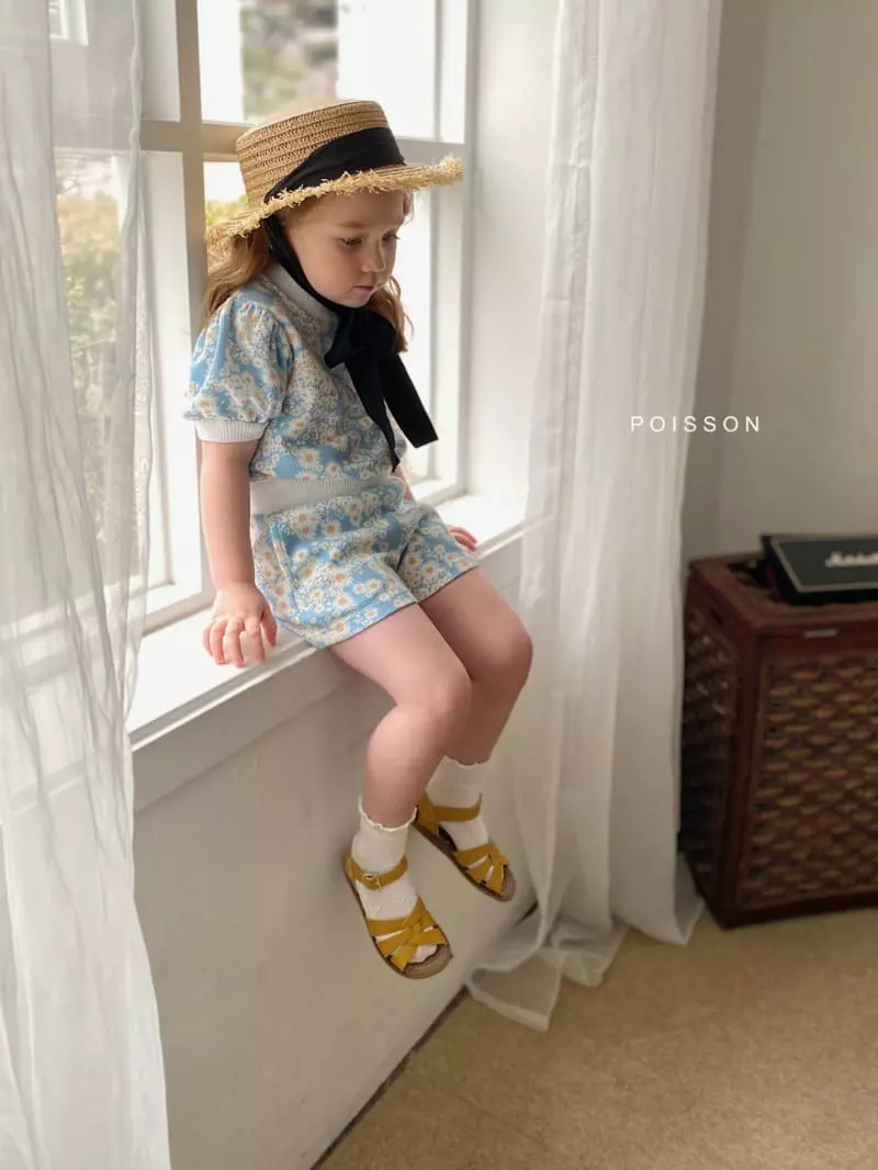 Poisson - Korean Children Fashion - #littlefashionista - Flower Top Bottom Set - 6