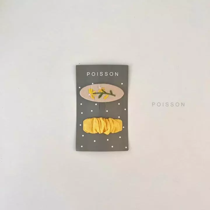 Poisson - Korean Children Fashion - #stylishchildhood - Embroidery Hairpin Set - 3