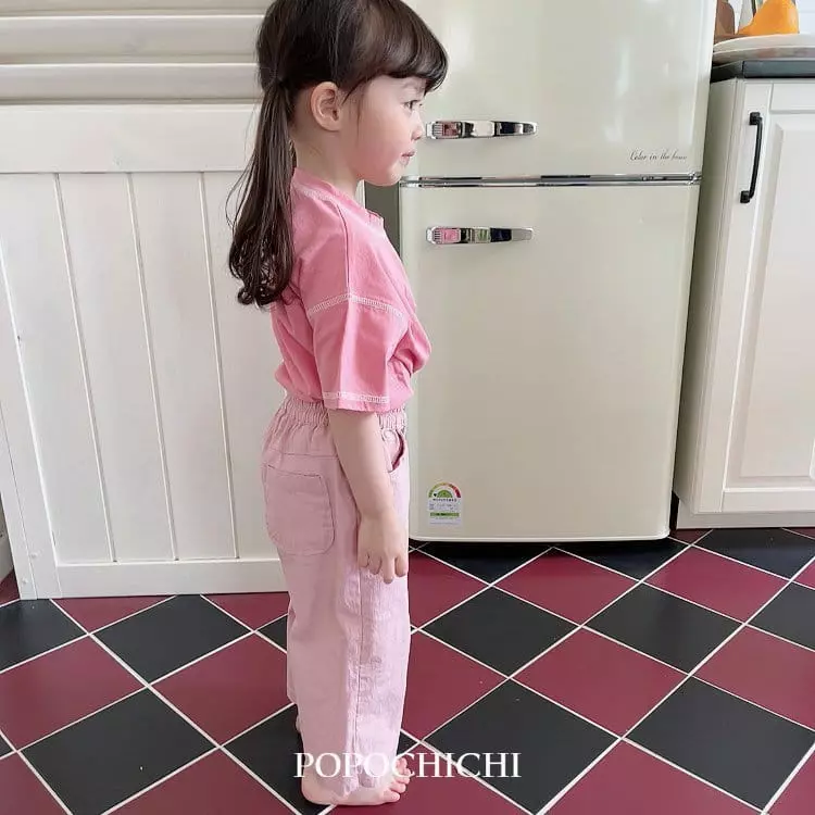 Popochichi - Korean Children Fashion - #Kfashion4kids - White Stitch Tee - 8