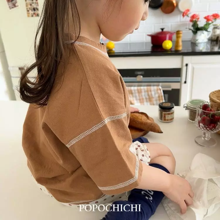Popochichi - Korean Children Fashion - #childrensboutique - White Stitch Tee