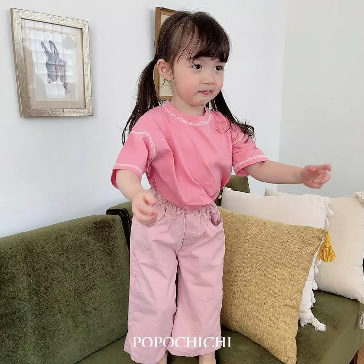 Popochichi - Korean Children Fashion - #kidsshorts - White Stitch Tee - 5